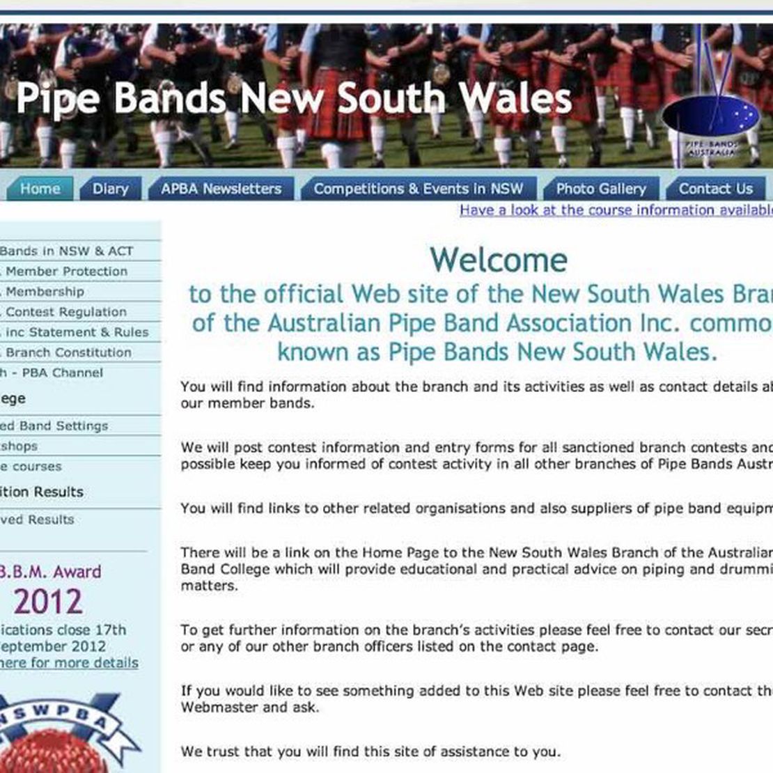 new south wales pipe band association
