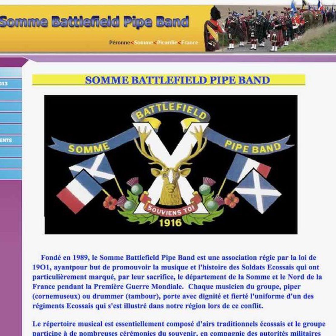 somme battlefield pipe band