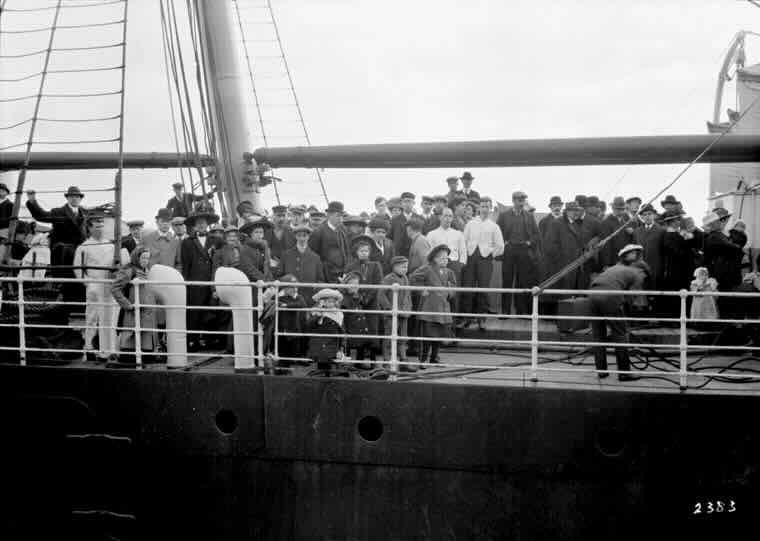 At Grosse Isle, Canada, 40 Irish Famine immigrant ships wait to unload